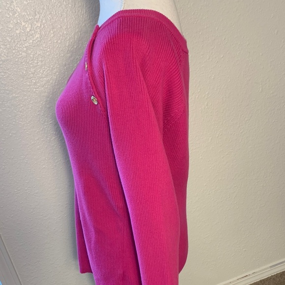 Women's 1X Lauren Ralph Lauren Pink Sweater with Button Detail - Picture 4 of 9